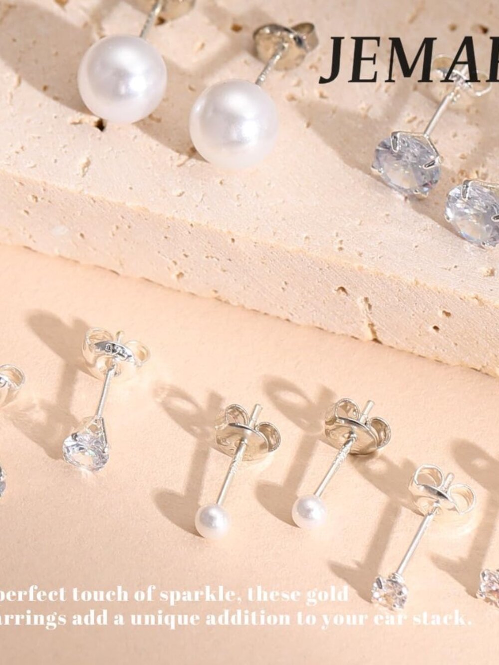 Sterling Silver Stud Earrings for Women Pearl Earrings Non Tarnish - Picture 4 of 6